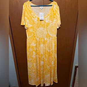 Yellow floral short sleeve dress